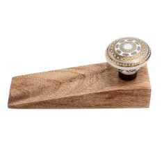 Golden Wheel Pattern Flat Ceramic Wooden Door Stopper